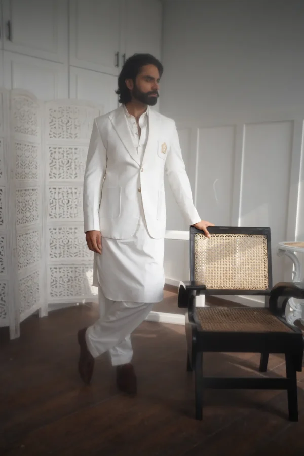 Open Front White Blazer