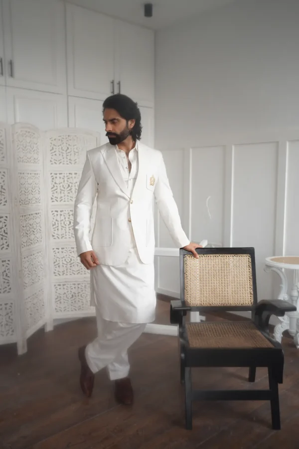 Open Front White Blazer - Image 3
