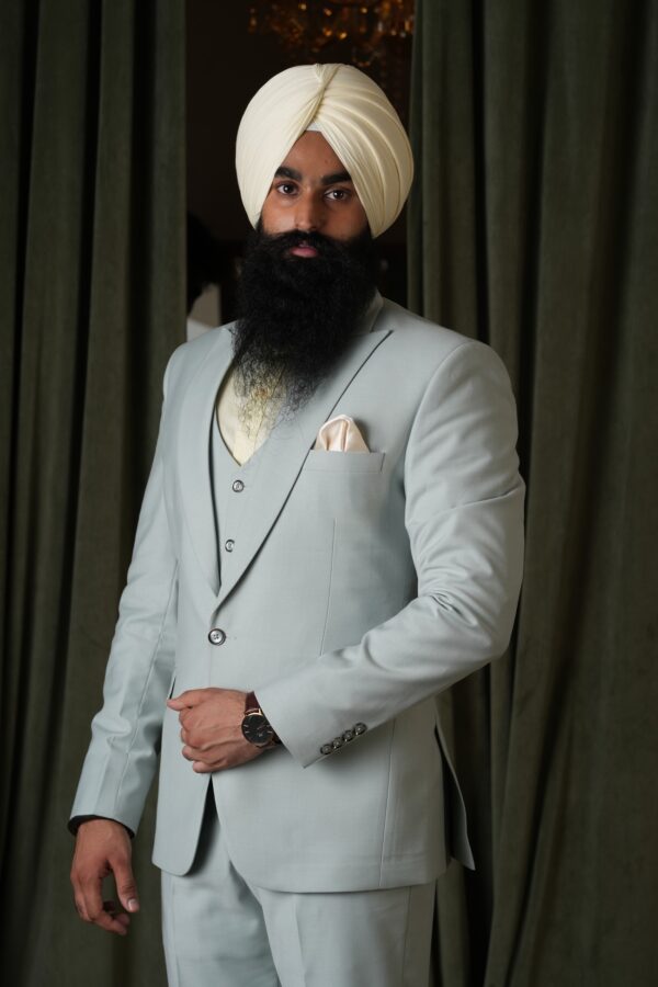 Light grey double breasted coat pant - Image 3