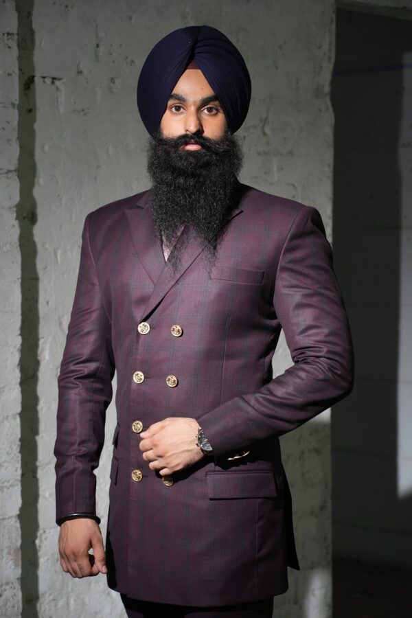 Wine double breated Coat - Image 3