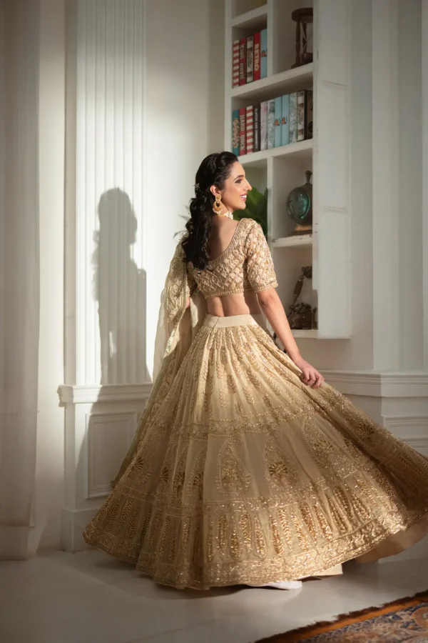 Golden Mirage Wedding Lehenga - Image 4