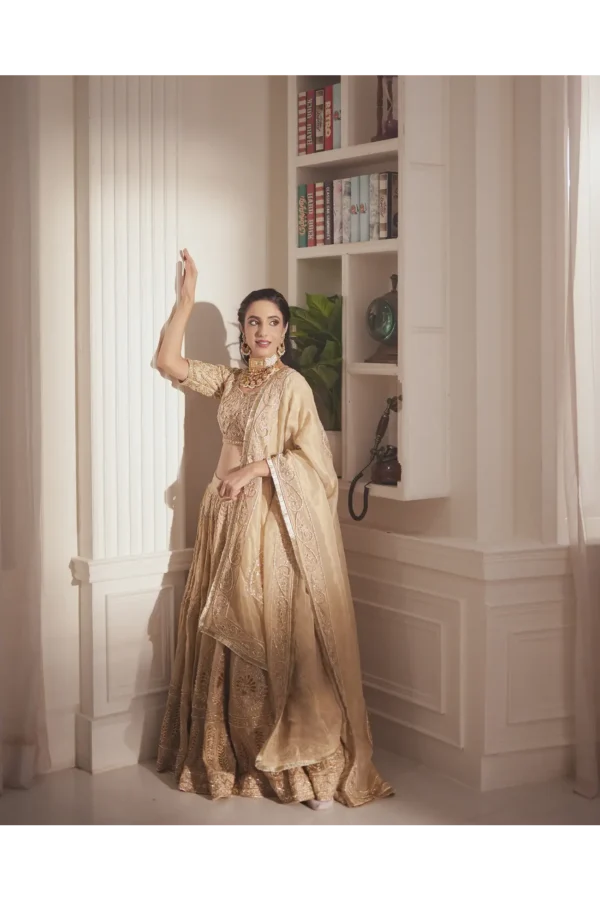 Golden Mirage Wedding Lehenga - Image 5