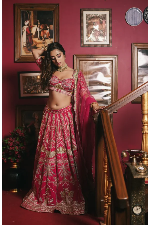 Pink golden lehenga