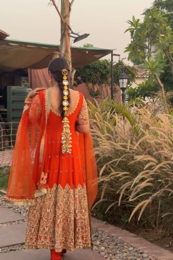 Royal Orange Wedding Anarkali - Image 2