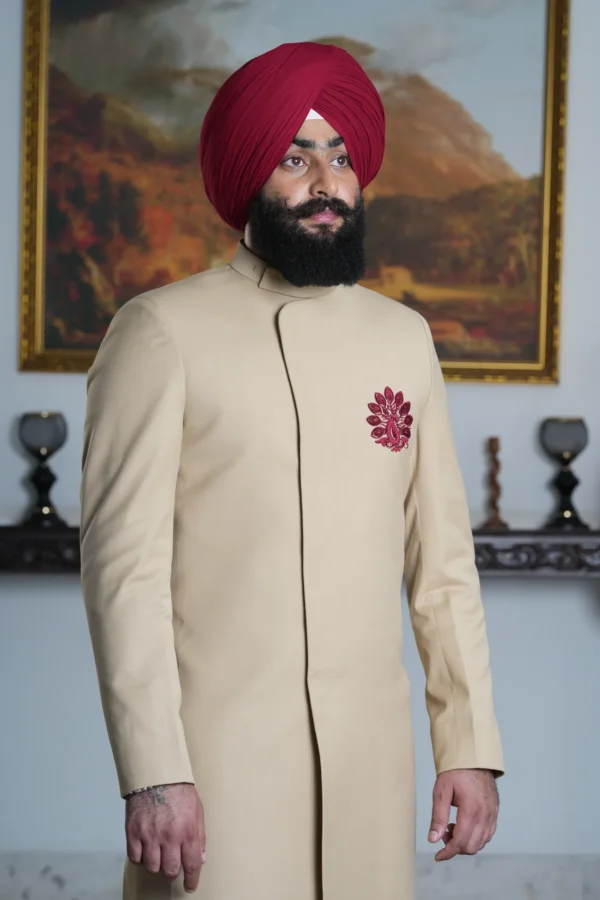 Soft Ivory Bloom Achkan
