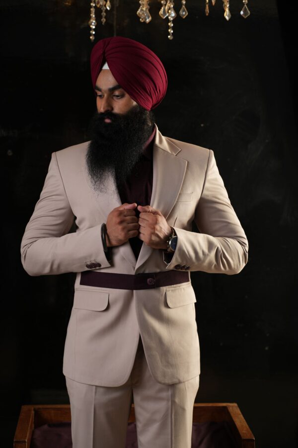 Champagne Maroon Power Suit - Image 4